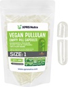 XPRS Nutra Size 1 Pullulan Empty Capsules - 100 Cuentas Clean Label Plantcaps Clear Empty Vegan Capsules - Premium Vegetarian Pills - Do-It-youself Vegetable Capsule Filling