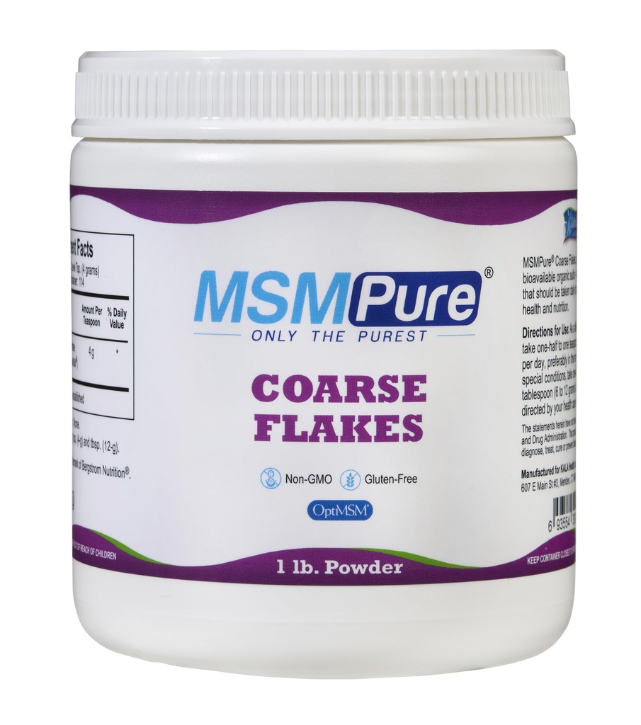 KALA HEALTH MSMPure Coarse Flakes MSM Powder – US-Made MSM for Joint Health, Skin Appearance, and Hair & Nail Support – 1 lb, Organic Sulfur