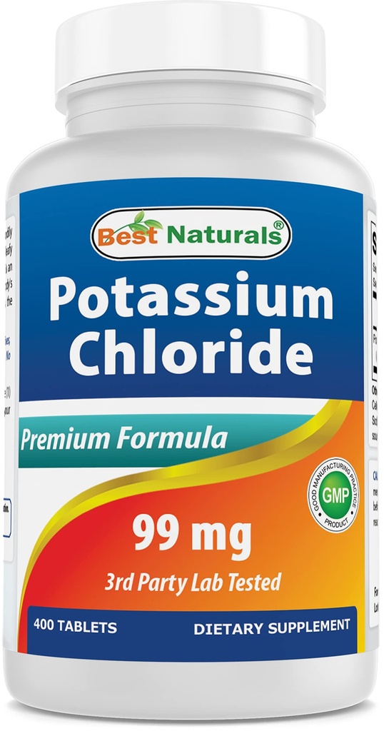 Mejores Naturales Potasio Chloride Suplemento 99mg 400 Tabletas - 3er Lab Party Tested