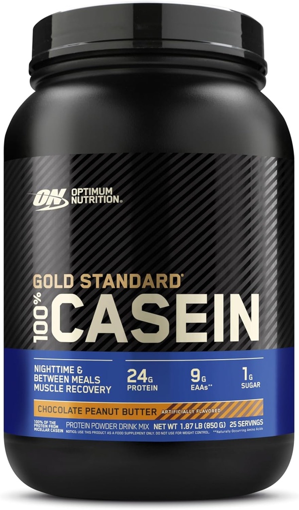 Optimum Nutrition Gold Standard 100% Micellar Casein Protein Powder, Slow Digesting, Helps Keep you Full, Overnight Muscle Recovery, Chocolate Peanut Butter, 1.87 libras (Packaging May Vary)