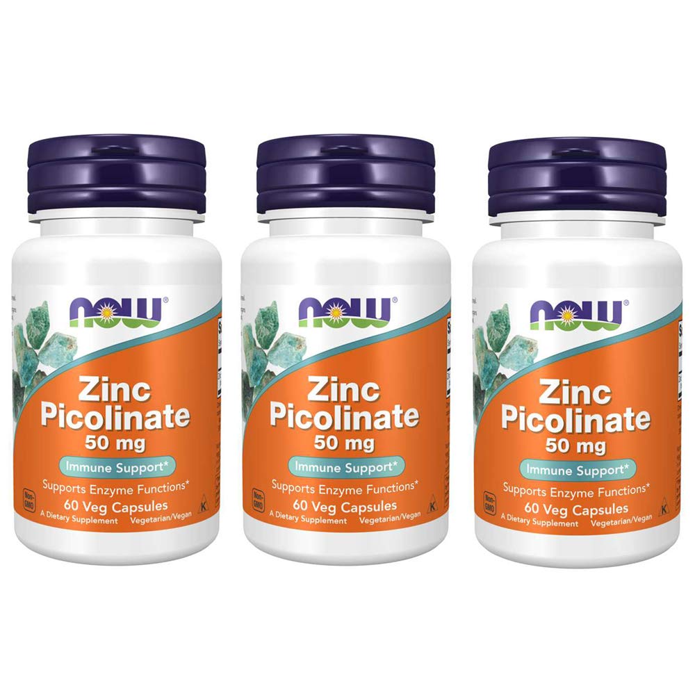 Ahora Zinc Picolinate 50mg, 60 cápsulas (Pack of 3)