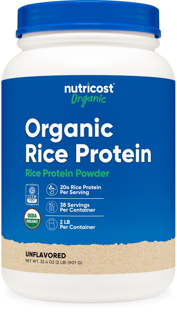 Nutricost Organic Rice Protein Powder (2 LB) - Gluten-Free, Non-GMO (desde Brown Rice)