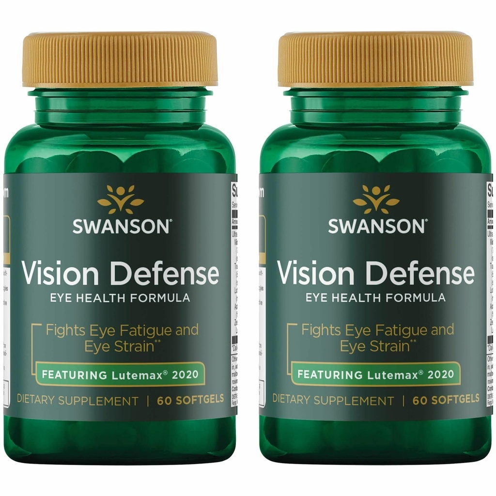 Swanson Vision Defense Antioxidant Vision Health Supplement Lutein Zeaxanthin Astaxanthin Broccoli Extracto Bilberry Extract 60 Softgels Sgels (2 Pack)