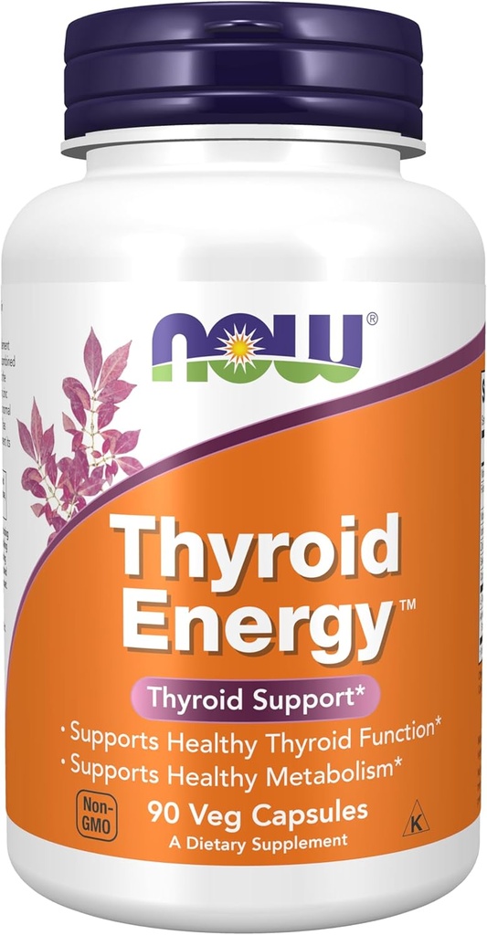 AHORA Alimentos Suplementos, Tiroide EnergyTM, Iodine y Tyrosine más Selenium, Zinc y Copper, 90 Veg Capsules
