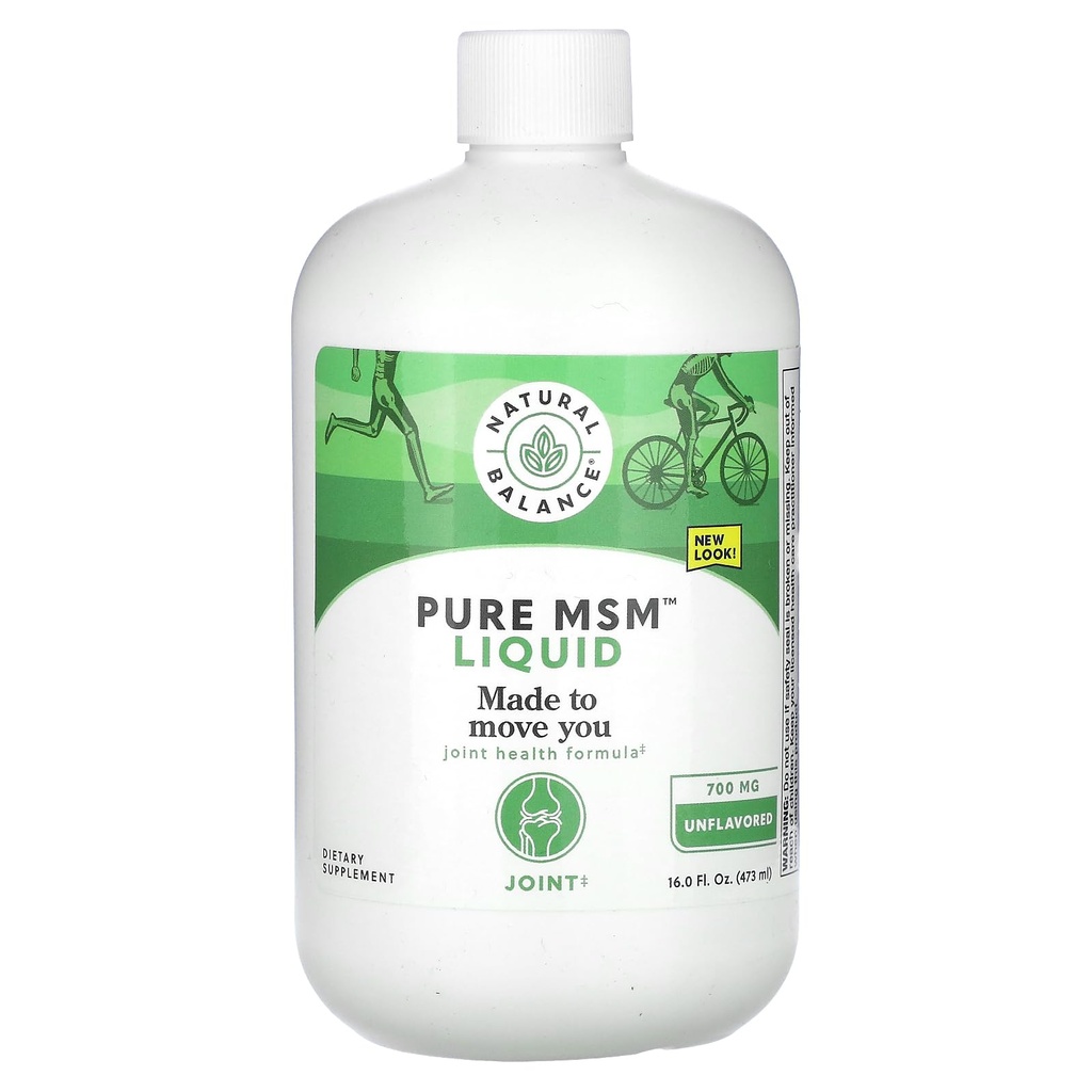 Equilibrio Natural Puro MSM Líquido - 700 mg - Desarrollado - Suplemento de Soporte Conjunto - Lab Verificado para la Pureza y la Potencia - Garantía de devolución de dinero de 60 días - 48 Servimientos, 16 Fl. Oz.