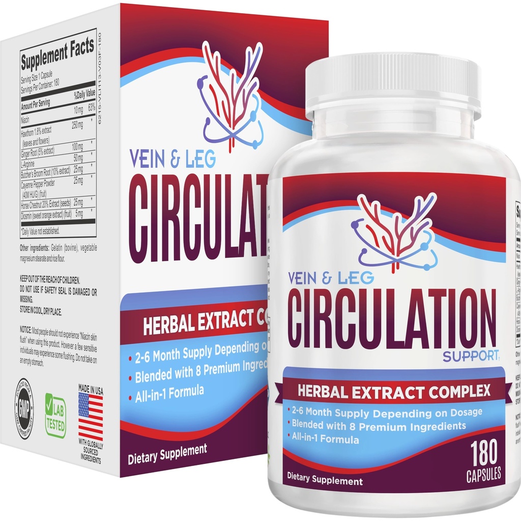 2-Mes: Vein &amp; Leg Circulation Supplement (All-in-1) Health Support with 8 Active Ingredients ← Blood Circulation Booster Formula  Leg &amp; Vein Supplements  60-Day Bulk Supply