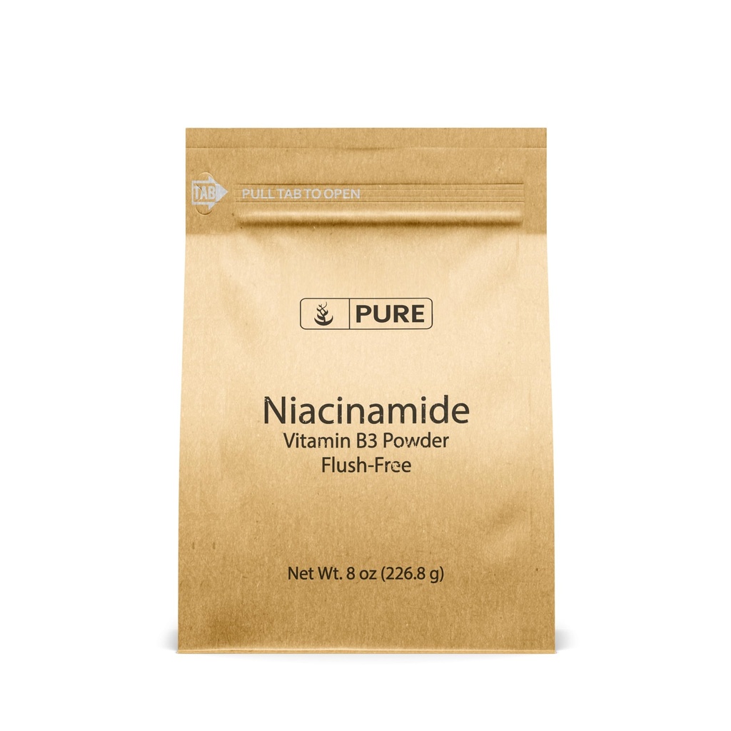 PURE ORIGINAL INGREDIENTES Niacinamida (8oz) Vitamina libre de fluidos B3 Polvo, Suplemento dietético