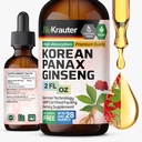 BIO KRAUTER Panax Ginseng Extract Liquid - Korean Red Ginseng Suplemento Alcohol Gratis - Immune Support - Vegan, Sugar Gratis - 2 Fl.Oz.
