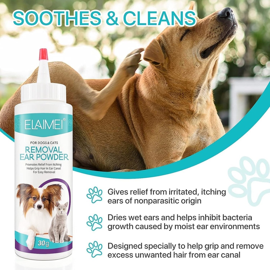 Limpiador de oídos de perros, lavado de oído para perros &amp; gatos, amortiguador de pelo de oído de perros, tratamiento de la infección de oídos de mascotas, elimina eficazmente los desechos, la cera, la acumulación y el olor del oído, calma la picazón " .
