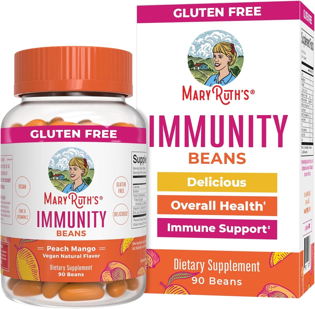 MaryRuth Organics Adult Immune Support Vita-Beans with Zinc and Vitamin C Supplement for Ages 14+ TEN Immunity Vitamins TEN Vegan, Non-GMO, Gluten Free ← 90 Count