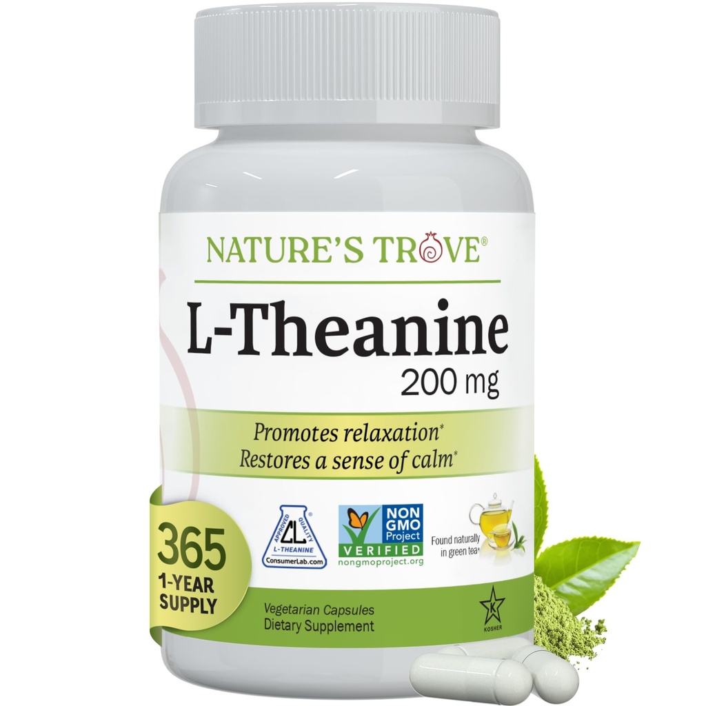 Trove L-Theanine 200mg Super Value Size - 365 cápsulas vegetarianas