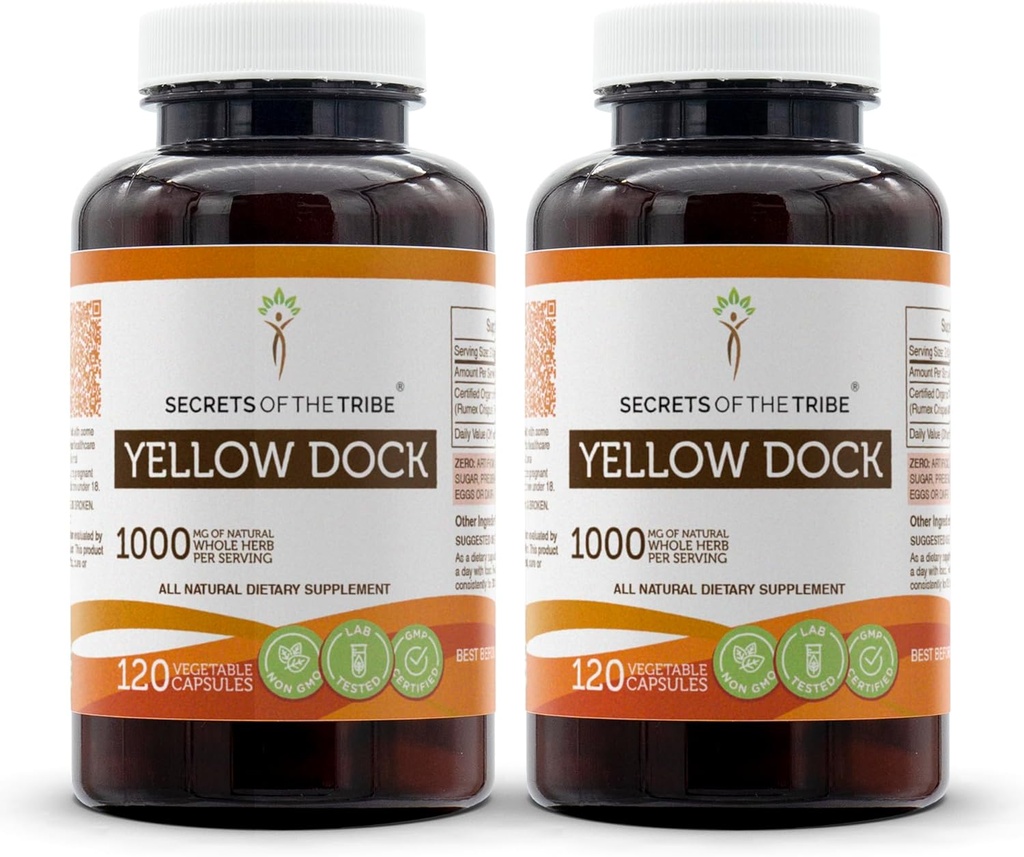 Secretos del muelle amarillo de la tribu 120 capsules(2 pcs.), 1000 mg, muelle amarillo (crispo de rixo) raíz seca (2x120 cápsulas)