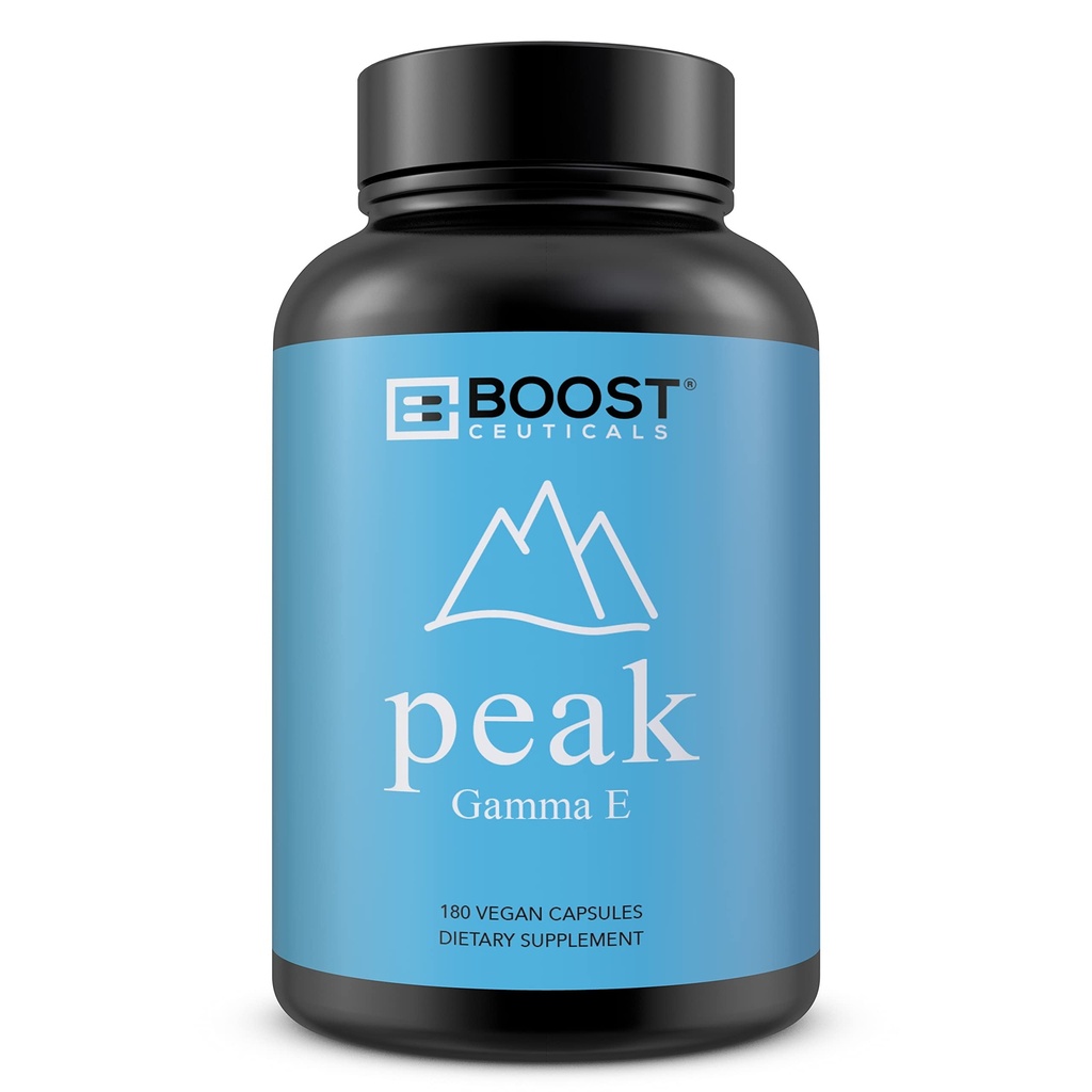 BoostCeuticals Vegan Vitamina e Gamma Tocopherol 180mg Gamma e Per Serving ← Antioxidante Inmunity Support ← Non GMO No Magnesium Stearate No Silica Gluten Free ← 180 Capsules