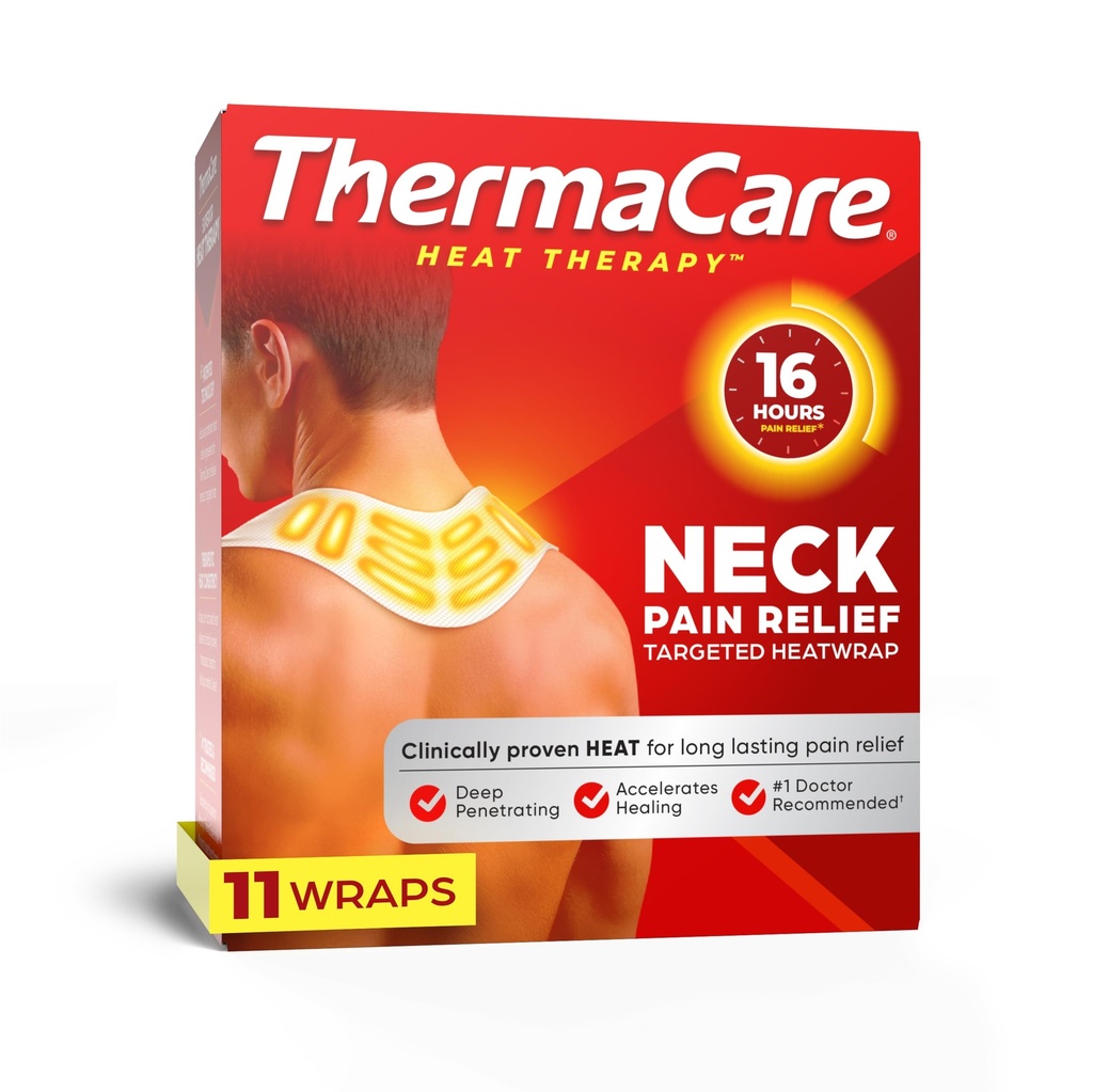 TermaCare Heat Wraps for Neck &amp; Shoulder Pain Relief - Portable Adhesive Heating Pads with 16-Hour Therapeutic Heat - Drug-Free Muscle & Joint Soothing Patches - Large - 11-Count
