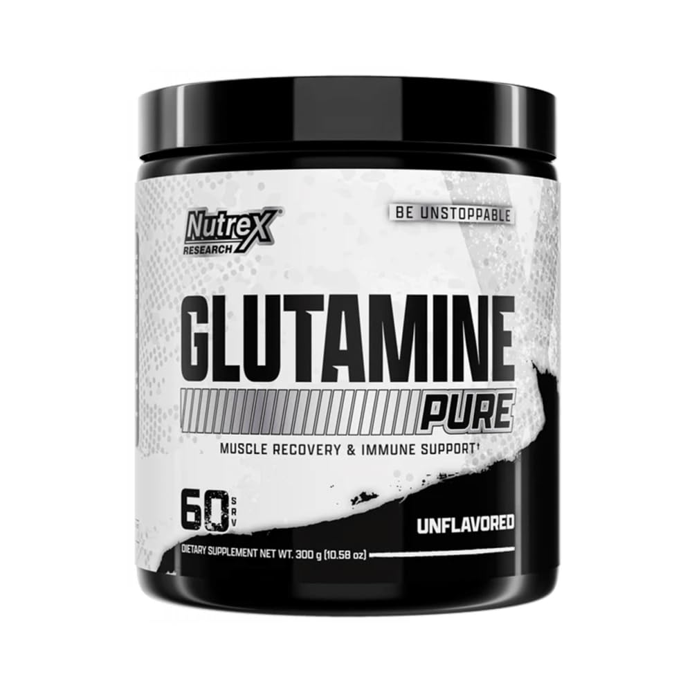 Nutrex Research L-Glutamine Powder Supplement - 60 Serving - Pure Unflavored, Non-GMO & Gluten Free ← Sin Clumps!
