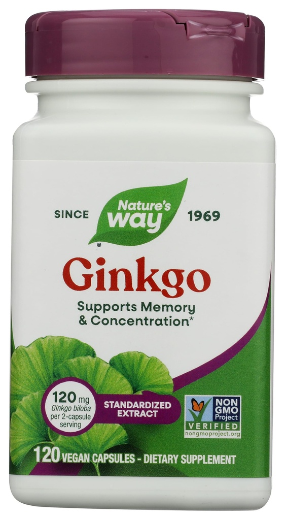 Ginkgo, memoria y concentración*, 120 cápsulas