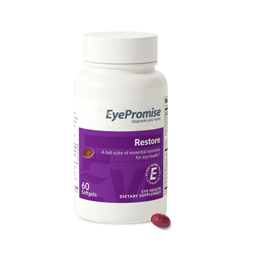EyePromise Restore Eye Health Supplement - 60 Softgels, 30-Day Supply - Omega 3 Suplemento con Zeaxanthin, Lutein, Fish Oil, EPA, DHA &amp; Vitaminas para la Salud Ocular