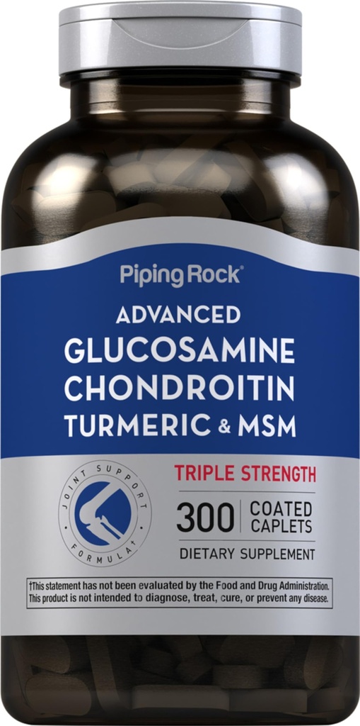 Piping Rock Glucosamine Chondroitin MSM Turmeric ← 300 Caplets tención Suplemento para Mujeres y Hombres Silencio Advanced Triple Strength Complex ← Non-GMO &amp; Gluten Free