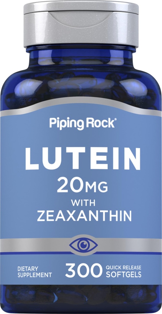 Piping Rock Lutein y Zeaxanthin Suplemento TEN 20 mg TEN 300 Softgels TENIDO Ojo Vitamina de Marigold Extract ANTE No GMO, Gluten Free