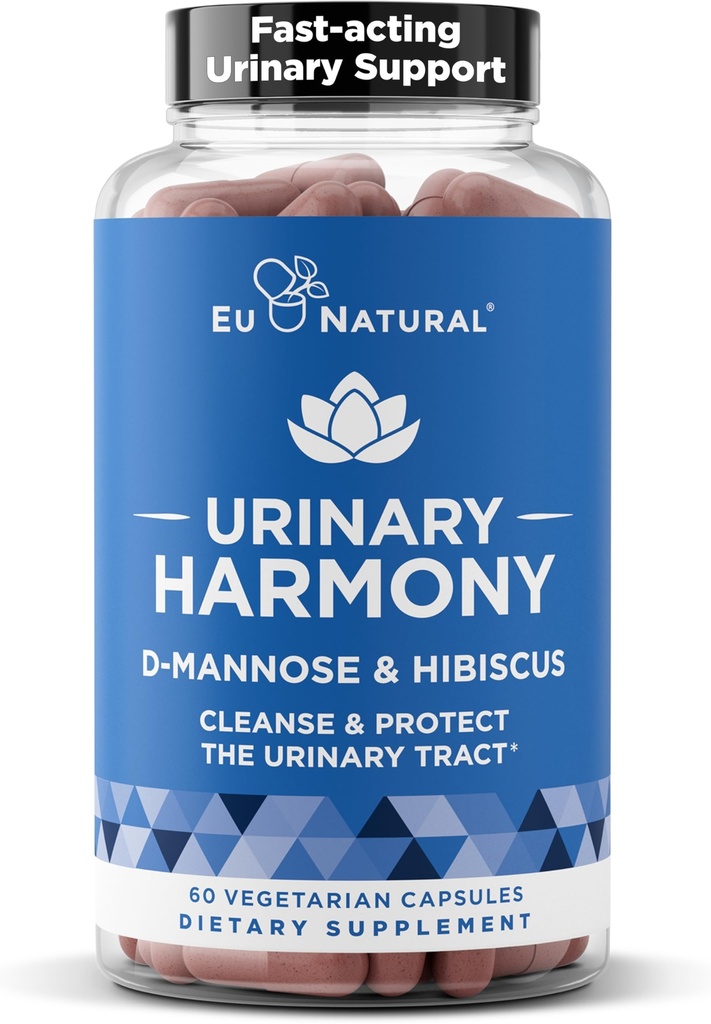 Suplemento D-Mannose de Armonía urinaria – Salud de la Tracto urinaria para las mujeres – Limpia y Fluye El sistema urinario – Potent Clinical Strength Formula con DMannose e Hibiscus – 60 cápsulas de acción rápida