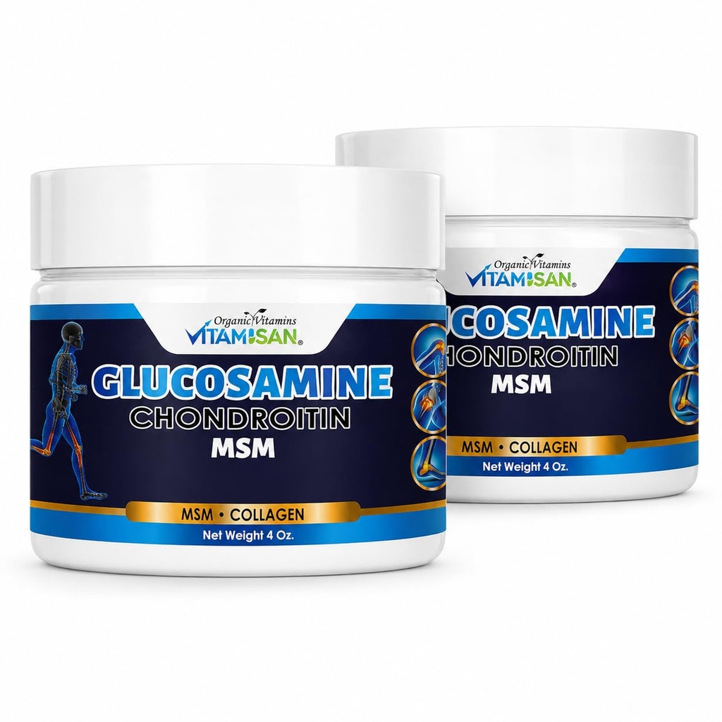 VITAMISAN Glucosamine Chondroitin MSM Collagen y Arnica Cream 4 OZ 2 Pack