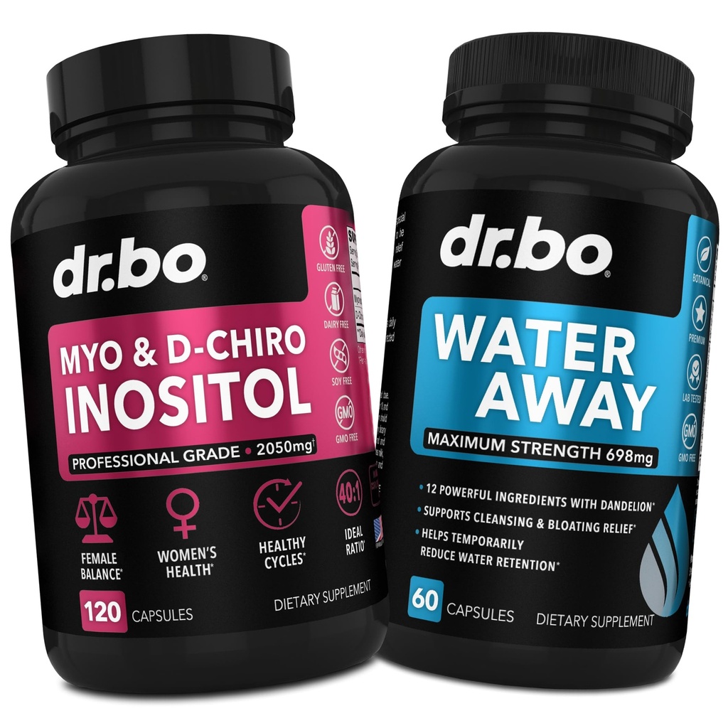 Myo-Inositol & D-Chiro Inositol " Water Away Pills - Water Retention Diuretics for Gut Health " Leg Swelling - Supplements for Women to Support Menstrual Cycle " Female Health