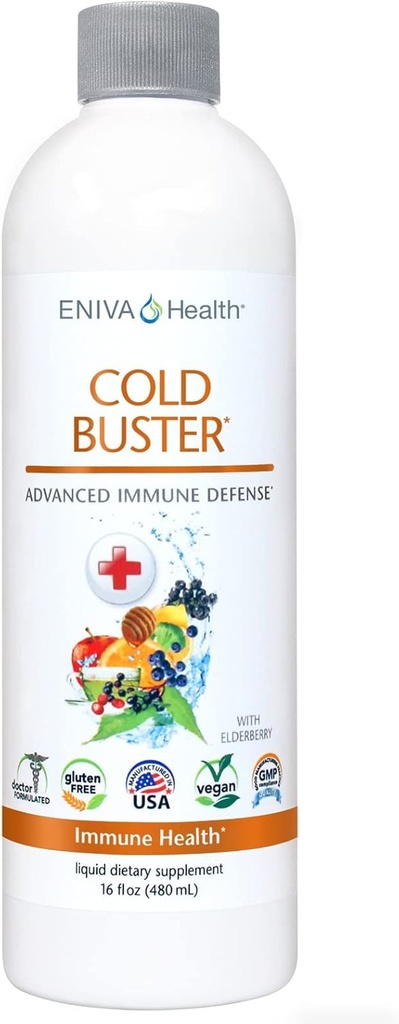 Eniva Elderberry Sambucus Immune Support Syrup, Vitamina C, Ionic ZINC, Vitamina D, Echinacea, Antioxidantes &amp; Más, All-in-One Liquid, Low Carb, Low Sugar, Keto Friendly, Non-GMO & Gluten Free - 16 oz