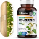 BIO KRAUTER Resveratrol Supplement Capsules 600 mg - 100 Conde - Natural Antioxidante Fuente - 98% Puro Trans Resveratrol Powder - Vegan