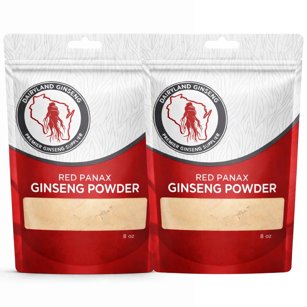 Red Panax Ginseng Powder con Ginsenosides Naturales (16 oz)- Apoya Energía Saludable, Vitality, Mood y Más, Coreana Panax Ginseng Root Powder para Smoothies, Café o Bebidas (2 Packs)