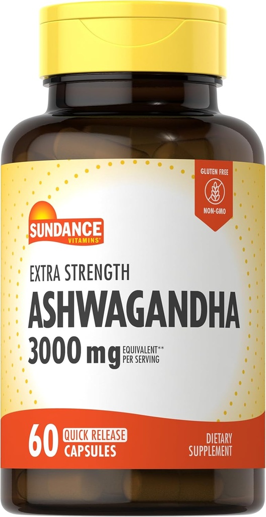 Sundance Ashwagandha Capsules ← 3000mg Silencio 60 Conde ← Fórmula de Fuerza Extra Sobreviviente con Black Pepper Extract ← Non-GMO y Gluten Free Supplement