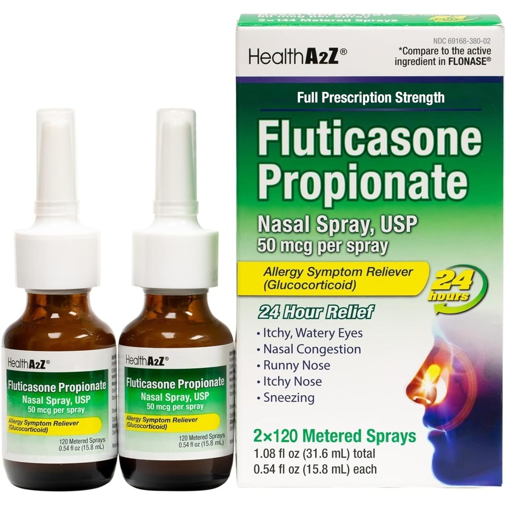 HealthA2Z® Fluticasone Propionate Nasal Sprays  Allery Relief Spray ← Runny Nose ← Nasal Congestion ← Solución ← Itchy Watery Eyes