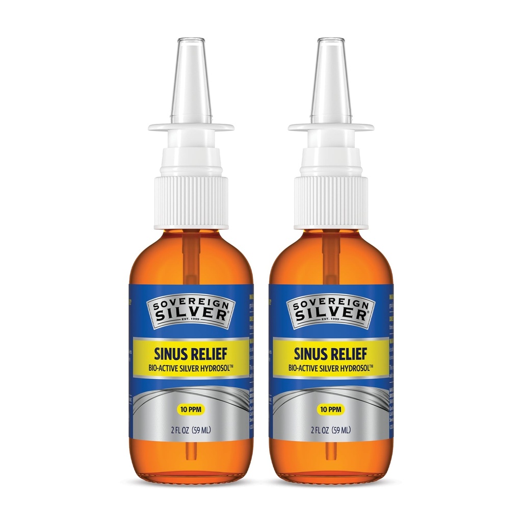 Soberana Silver Bio-Active Colloidal Silver Hydrosol for Immune Support - 10ppm - 2oz - Nasal Spray - Pack de 2
