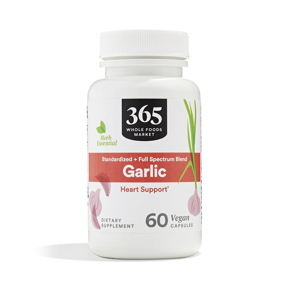365 por Whole Foods Market, suplemento dietético de ajo, cápsulas vegas, apoya la salud cardíaca, 60 cuenta