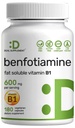 Benfotiamine 600mg Por Serving, 180 Veggie Capsules (300mg Por Cap) – Fat Soluble Vitamina B1 Suplemento de Thiamine – 3er Parte Testado, Vegano, No GMO, Gluten Free