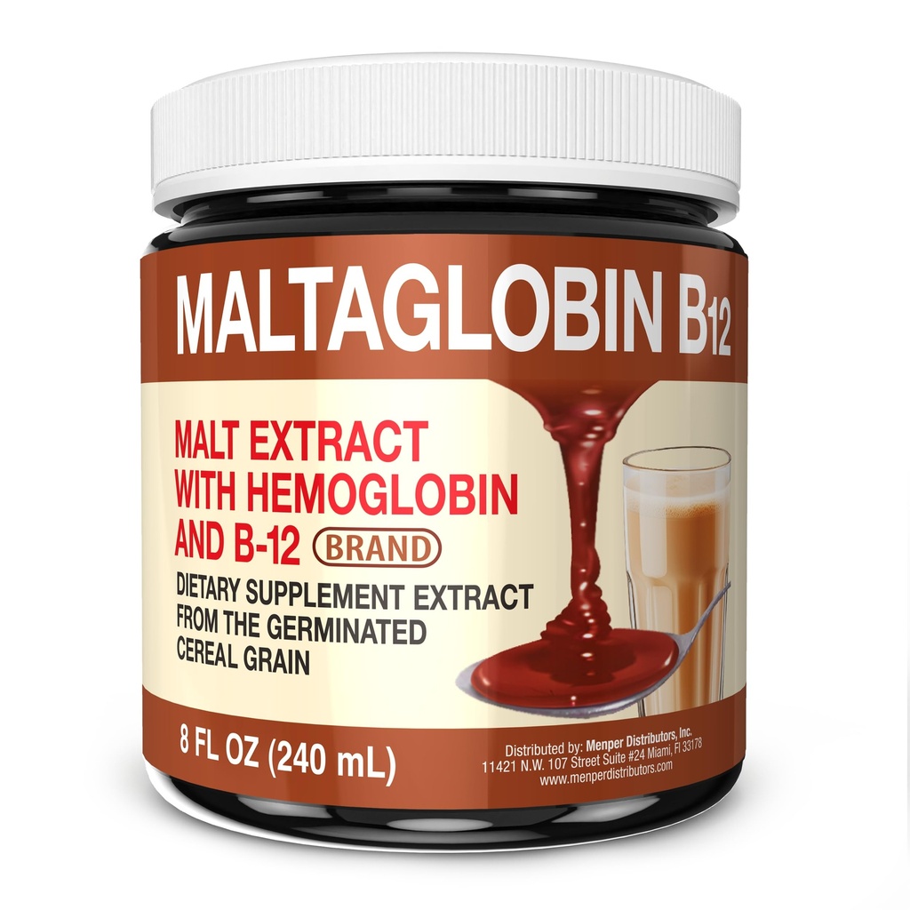 Maltaglobina Vitamina B12 Suplemento dietético, Apoyo a la Hemoglobina, vitaminas B12 para la energía, 8 fl oz, 1-Pack