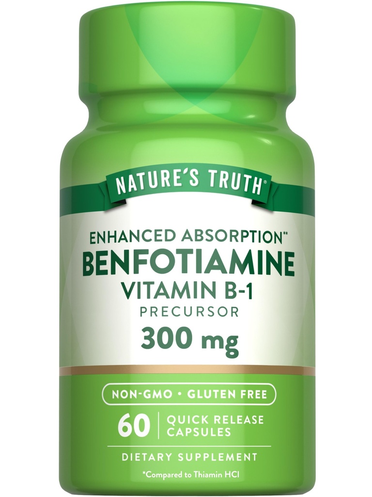 La verdad de la naturaleza Benfotiamine TEN 300mg ANTE 60 Conteo TENIDO NO GMO Y Gluten Suplemento gratuito TEN Vitamin B1 Precursor