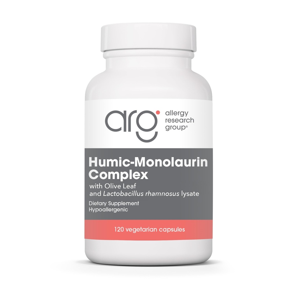 Grupo de Investigación de Alergia Complejo Humic-Monolaurin - Apoyo al Sistema Inmunitario, Suplementos Humic Acid, con hoja de oliva, cápsulas vegetarianas - 120 Conde