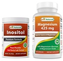 Mejores Naturales Inositol Polvo 1 Lb &amp; Magnesio Glycinate 425 mg