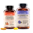 NatureWise Curcumin Turmeric 2250mg &amp; Flaxseed Oil 1200mg Omega 3 6 9 Softgels for Joint, Heart & Immune Support [1 & 2 Month Supply]