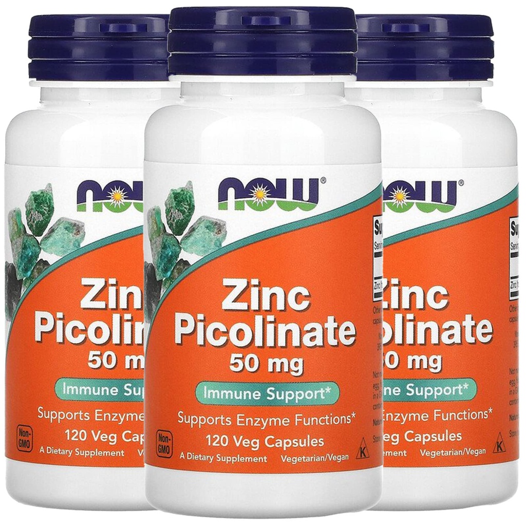 AHORA Alimentos Ahora Alimentos Zinc Picolinate, 50 mg, 120 Veg Capsules, 3 Pack