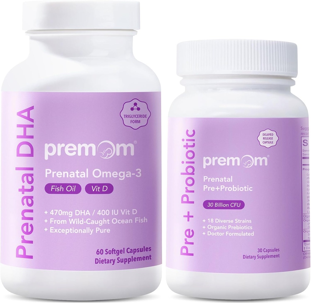 Premom Prenatal Pre &amp; Probiotics + Prenatal DHA Fish Oil