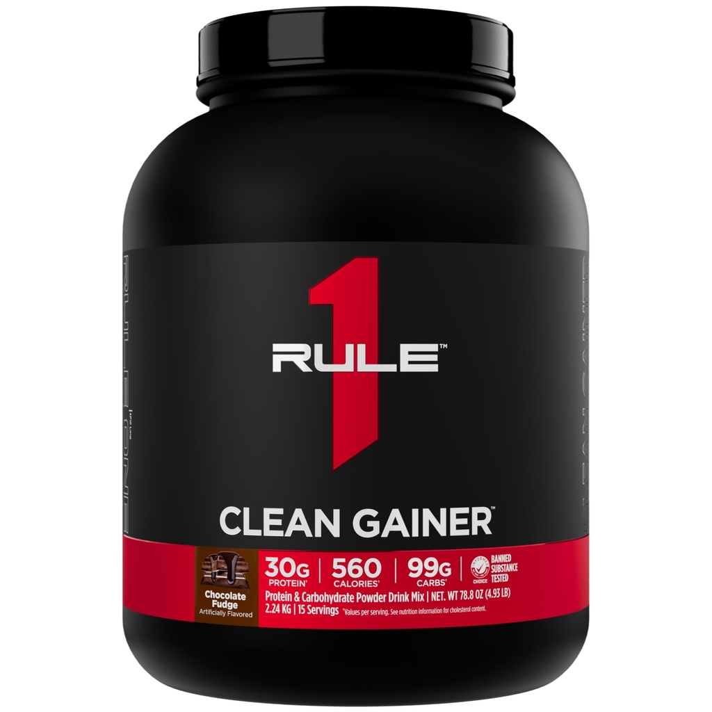 Regla 1 Clean Gainer - High-Protein Lean Gain Fórmula con 560 Calories, 30g de Full-Spectrum Protein, Más de 90g Carbs, Bajo 6g de grasa (15 Servimientos, Chocolate Fudge)