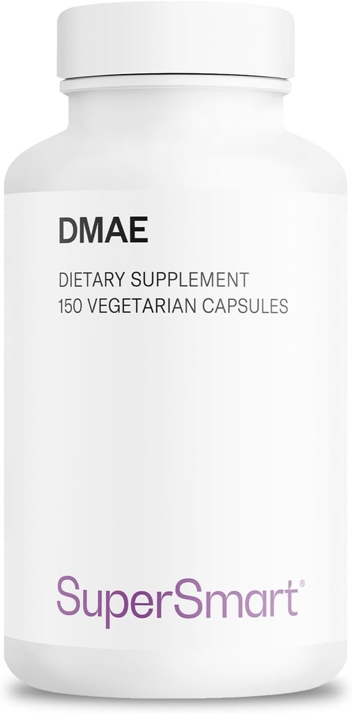 Supersmart - DMAE Suplemento 390mg por día (Dimethylaminoethanol) - de DMAE Bitartrate - Producción de Choline ← No GMO &amp; Gluten Gratis - 150 cápsulas vegetarianas