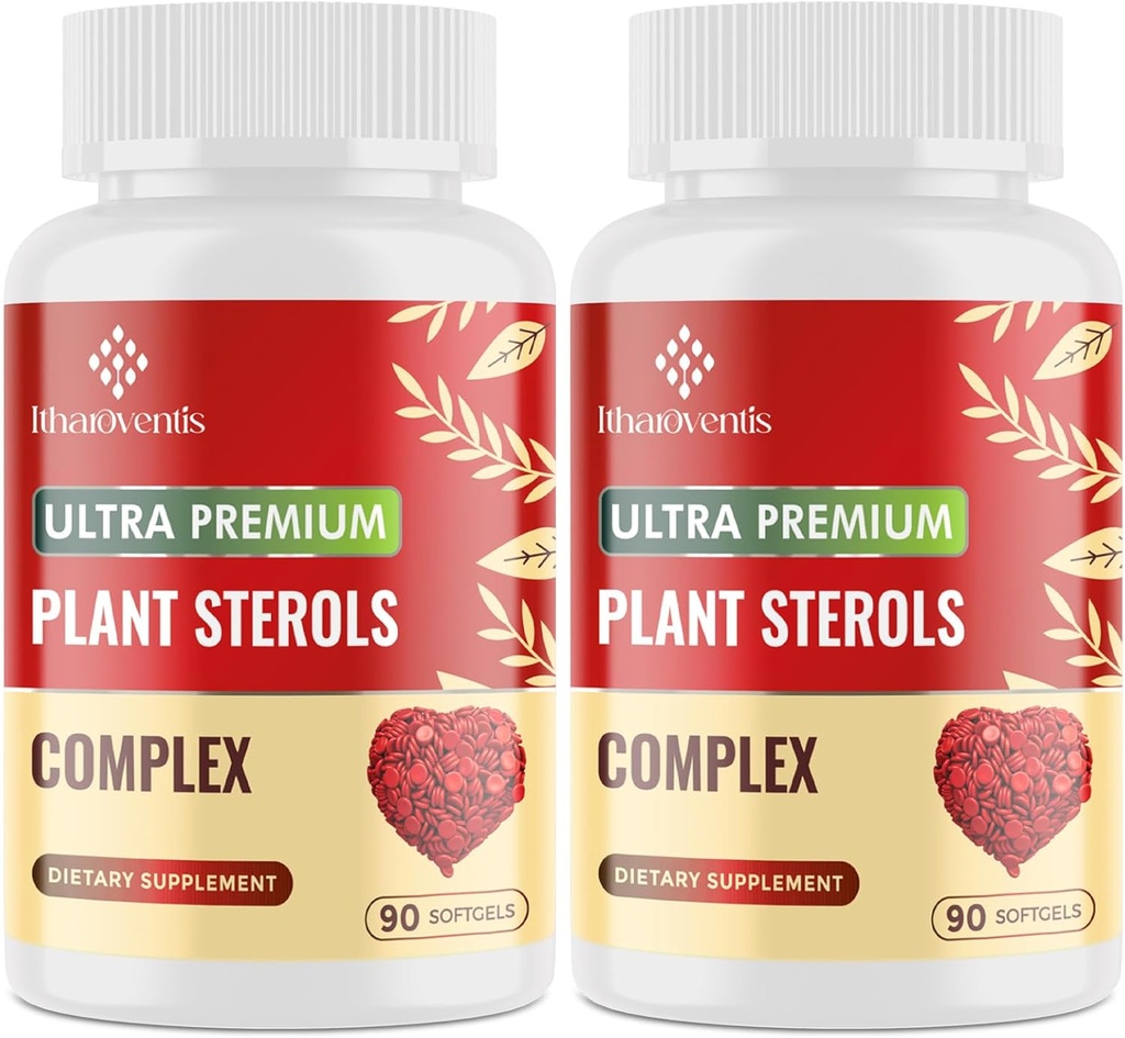 Suplementos Colesterol con Sterols de Planta, Niacina, Levadura Roja, Bérgamo, Omega-3 &amp; Ajo - Absorción Avanzada Fórmula - 180 Softgels