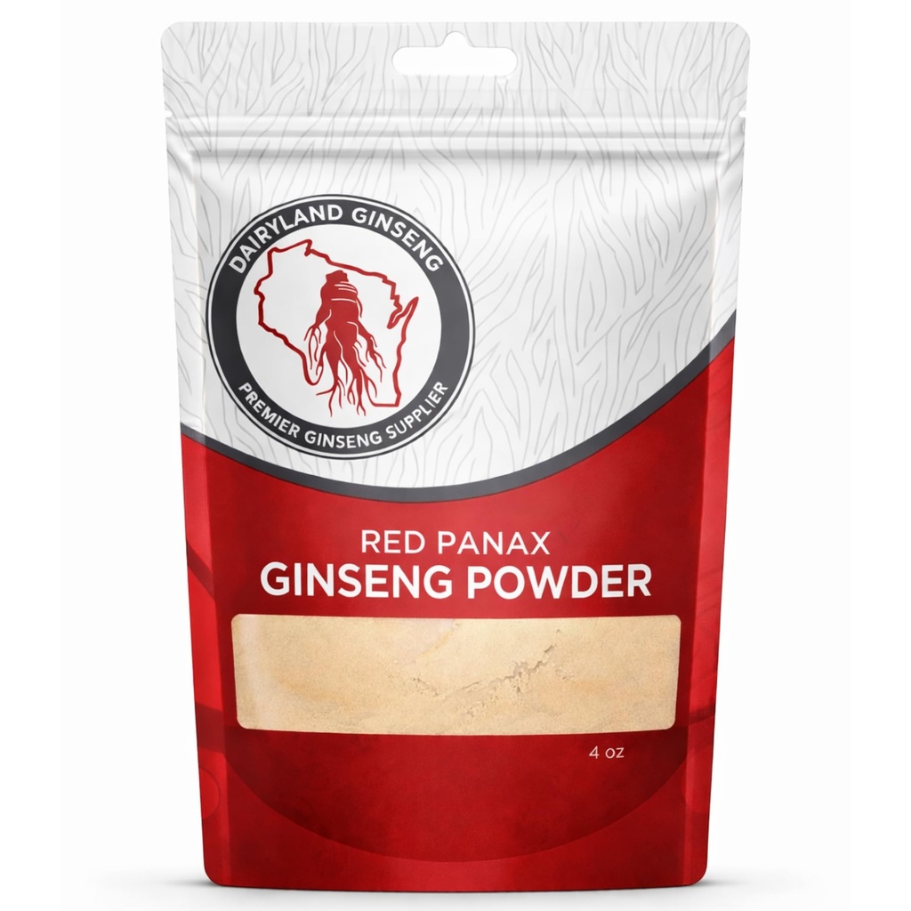 Red Panax Ginseng Powder con Ginsenosides Naturales (4 oz)- Apoya Energía Saludable, Vitality, Mood y Más, Coreana Panax Ginseng Root Powder para Smoothies, Café o Bebidas (1 Pack)