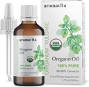 Aceite Orgánica Esencial de orégano-100% Aceite de orégano griego puro sin diluir con carvacrol - Más del 86%, No GMO, Oregano Extra Strength Aceite Orgánica gotas líquidas, 1.7 FL.OZ/50ml