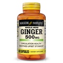 MASON NATURAL Whole Herb Ginger 500 mg, 2 Month Supply, Natural Herbal Suplemento, 60 cápsulas
