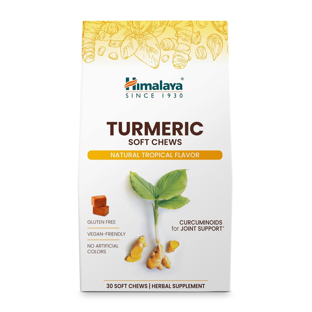 Himalaya Turmeric Chews with Curcumin for Healthy Joint Support, and Optimum Flexibility & Mobility, 300 mg de Extracts per Serving, 30 Soft Chews, 15 Day Supply