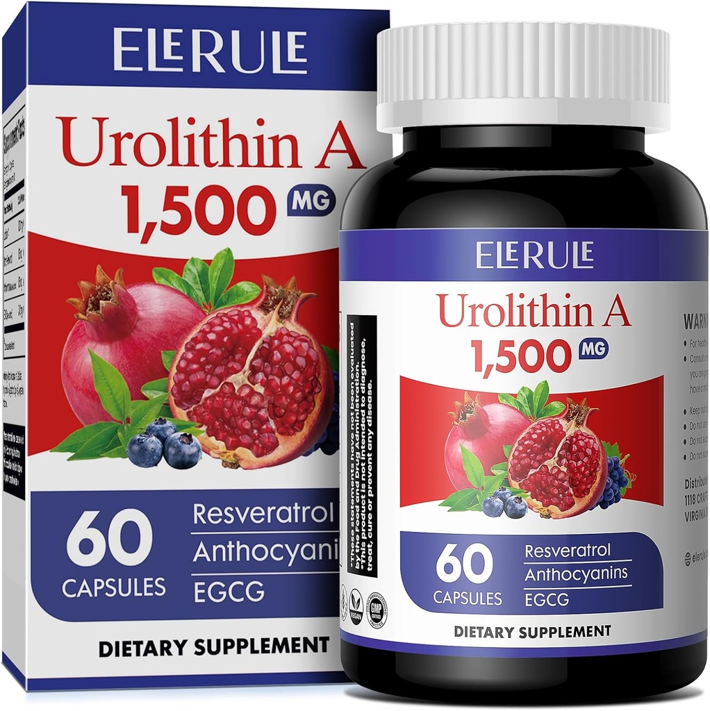 Urolithin A Supplement 1000 mg Plus Trans-Resveratrol, Anthocyanins, Green Tea,Promoting Healthy Aging,Supports Cellular and Energy for Men &amp; Women, 60 Capsules-38