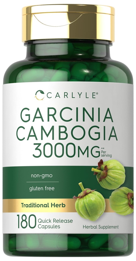 Carlyle Garcinia Cambogia Extract TEN 3000mg TEN 180 Capsules TENIDO NO GMO, Gluten Free Supplement